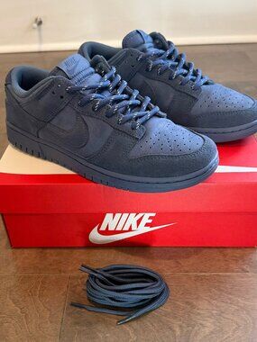 Navy Nike Dunk Low SE Sneakers - Diffused Blue, New w/ Extra Laces